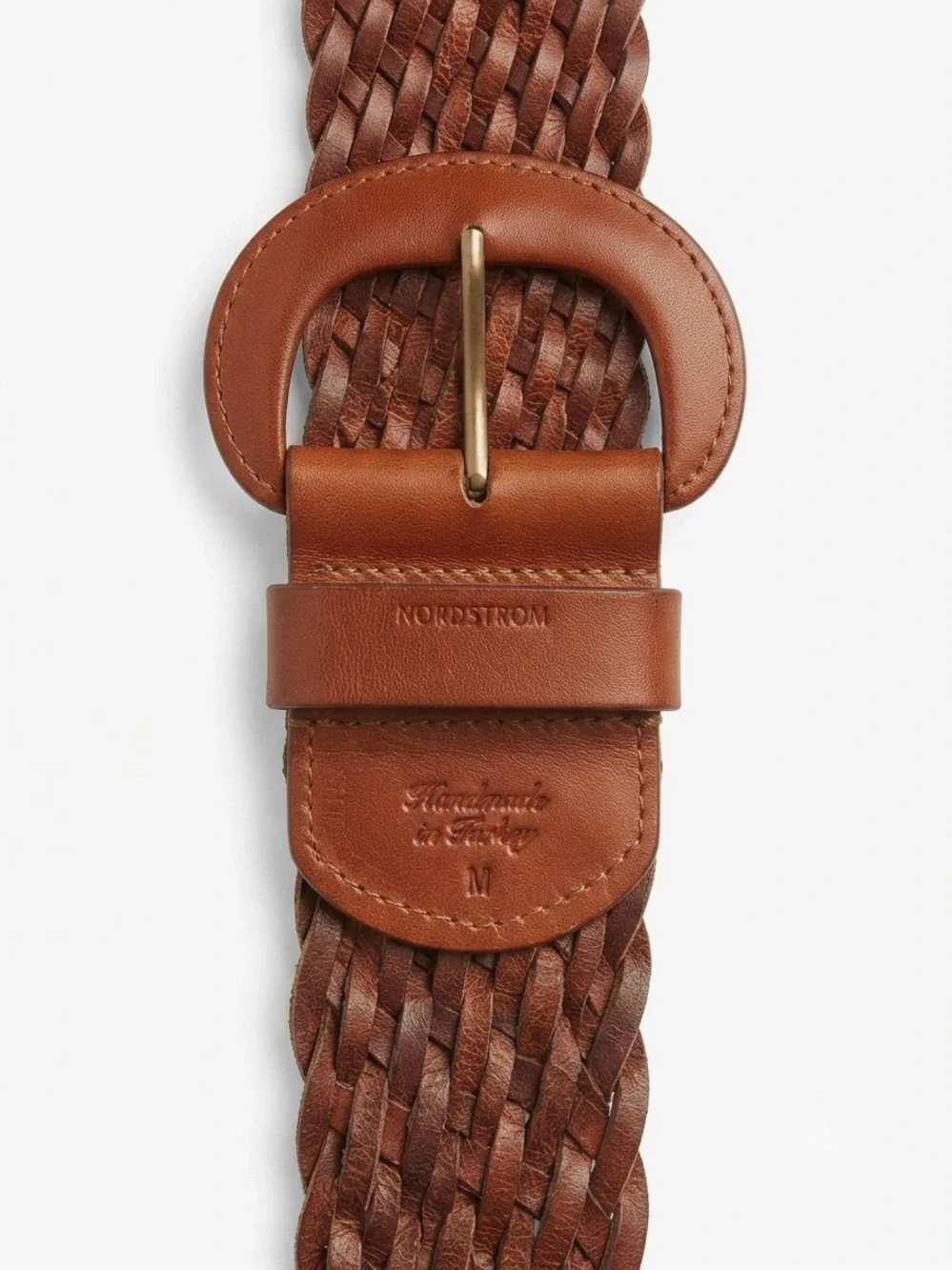 Nordstrom Handmade in Turkey Cognac Woven Leather Belt Medium - Picture 3 of 7